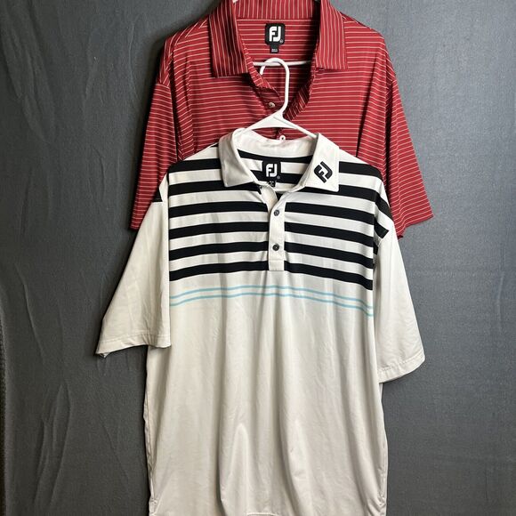 FootJoy Polo Shirt Adult XL Striped Golf Stretch Performance Casual Lot Of 2‎ - Picture 1 of 16